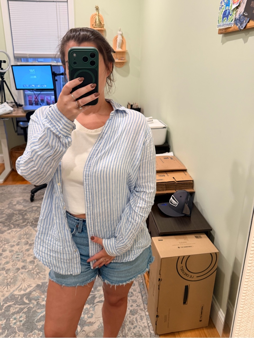 GAP Light Blue & White Striped Button-Down Shirt